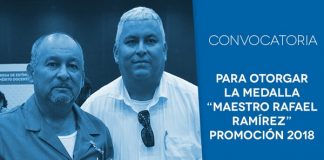 Se convoca  al personal docente para obtener la medalla “Maestro Rafael Ramírez” 2018