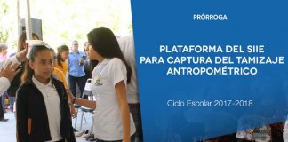 Habilitará SET prórroga en la plataforma del SIIE para captura del Tamizaje Antropométrico