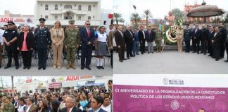 Conmemoran Maki Ortiz y autoridades civiles y militares Aniversario de la Constitución Mexicana