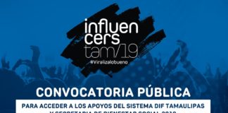 Gobierno del Estado y DIF Tamaulipas premiará a los mejores proyectos de las organizaciones civiles en la convocatoria “Influencers 2019”.