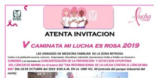 TODOS CORDIALMENTE INVITADOS, A LA V. CAMINATA “MI LUCHA ES ROSA 2019”. NO FALTEN LOS ESPERAMOS.!!!!