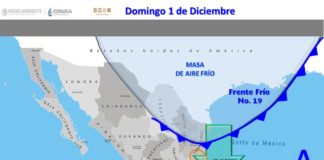 Frente frío #19 ingresará este domingo.