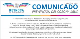 Recomienda Gobierno de Reynosa extremar medidas de prevención por COVID-19