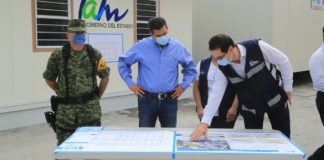 Supervisa Gobernador avance de la construcción de Hospital Móvil en Matamoros