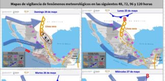 Aviso de pronóstico de lluvia para el domingo 24 de mayo