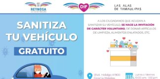 INVITA DIF REYNOSA A SANITIZAR VEHÍCULOS