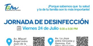 HOY VIERNES JORNADA DE DESINFECCIÓN POR PARTE DEL GOBIERNO DEL ESTADO