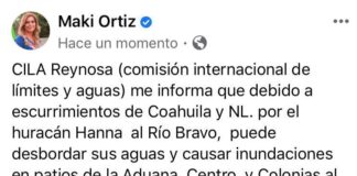 POSIBLE DESBORDAMIENTO DEL RÍO BRAVO,PARA QUE ESTÉN EN ALERTA COLONIAS DEL CENTRO DE LA CIUDAD Y EL ÁREA DE LA ADUANA.