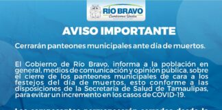Informa Gobierno de Río Bravo,sobre el cierre de panteones