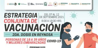 Aplicarán segunda dosis anti COVID-19 a población de 18-39