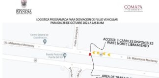Avisa COMAPA cierre parcial en libramiento Matamoros-Monterrey