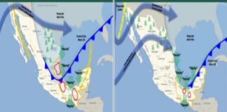 Avisa Protección Civil presencia de lluvias por frente frío número 10