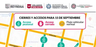 Aviso de cierre de vialidades por Fiestas Patrias en Reynosa