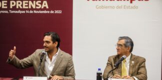 Preside Américo Villarreal Anaya rueda de prensa con Carlos Peña Ortiz