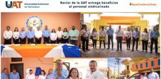 Rector de la UAT entrega beneficios al personal sindicalizado