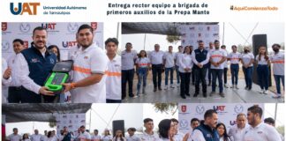 Entrega el Rector equipo de RCP a Brigada de Primeros Auxilios de la Preparatoria Mante